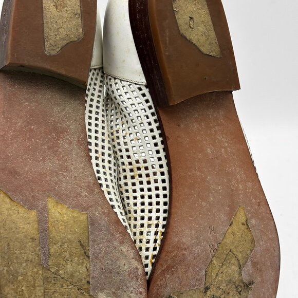 Vtg Van Eli Made In Italy White Leather Cutout Loafers Womens 8.5 Slip On Shoes - Picture 6 of 8